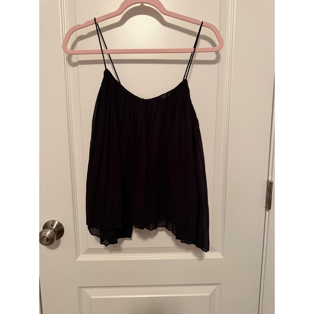 Abercrombie & Fitch Black Pleated Spaghetti Strap Camisole Top Womens Medium